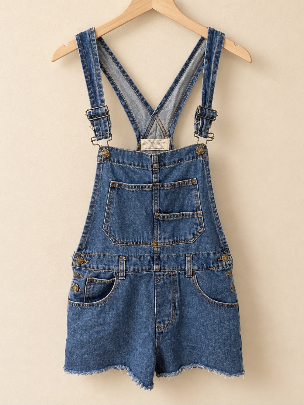 We The Free by Free People Denim Overall Shorts Romper XS Blue Distressed
